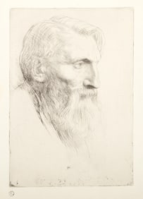 Auguste Rodin, Alphonse Legros, Etching on laid paper