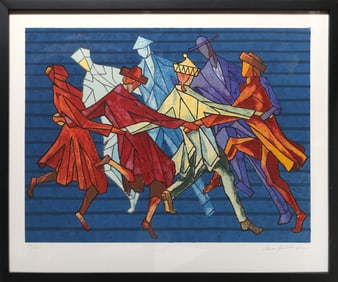 Chaim Goldberg, The Horah Dance, Lithograph on Arches Paper