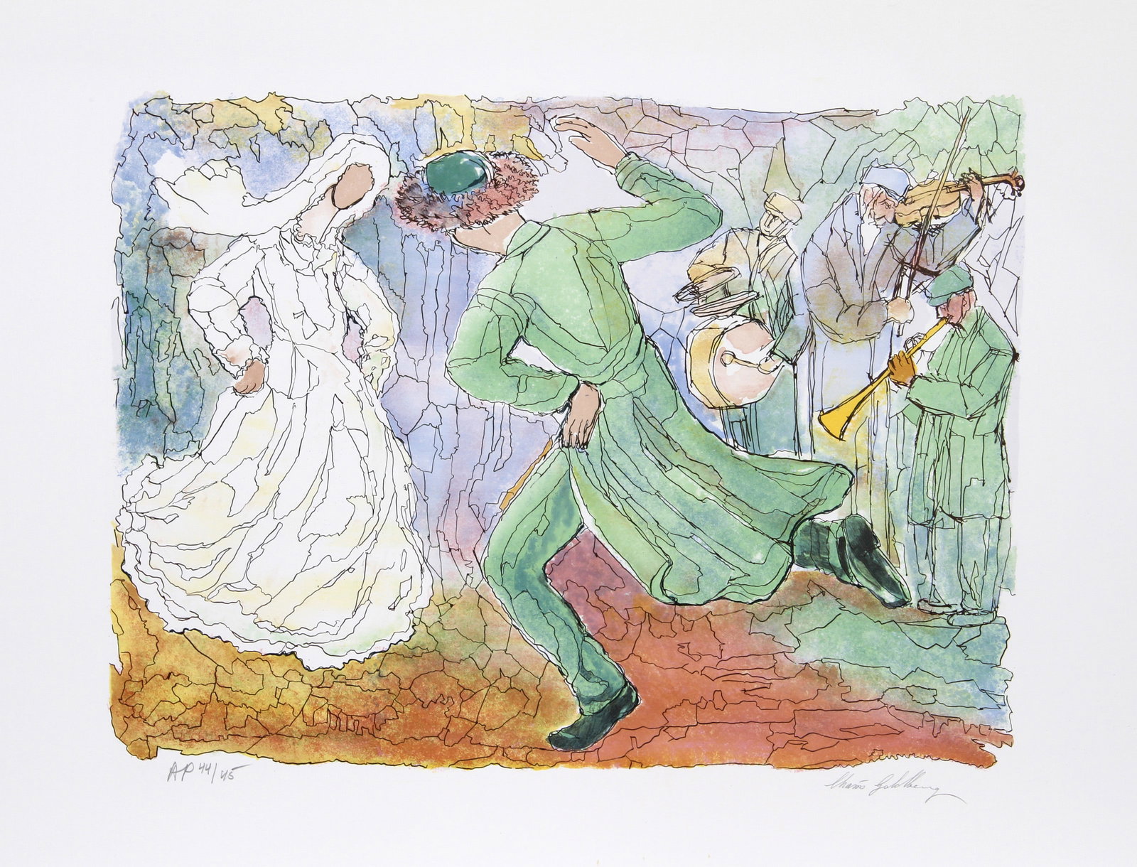 Chaim Goldberg, Lovers Dance, Lithograph (1 of 3)