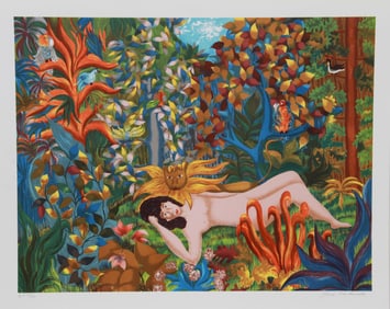 Ivel Weihmiller, Lion and Woman, Lithograph