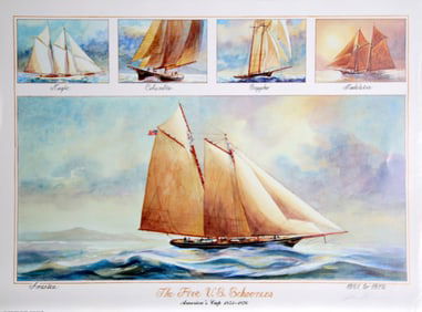 John Gable, Five US Schooners 1851-1876, Offset Lithograph