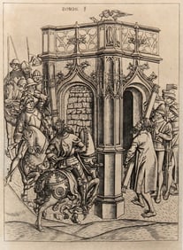 After Alaert du Hamel, Les Cavaliers Autour d'Une Chapelle, Heliogravure on Laid Paper