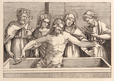 After Agostino Veneziano, Jesus-Christ dans le Tombeau, Heliogravure