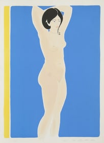 Thomas M. Barnett, Standing Nude on Blue, Screenprint