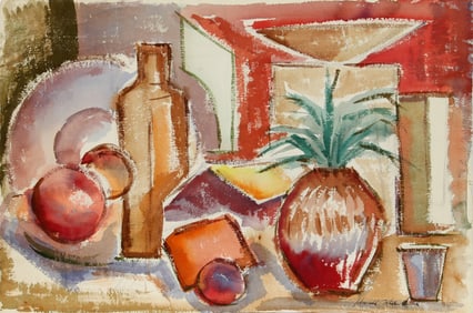 Harold Wallerstein, Tropical Still Life with Pineapple, Watercolor