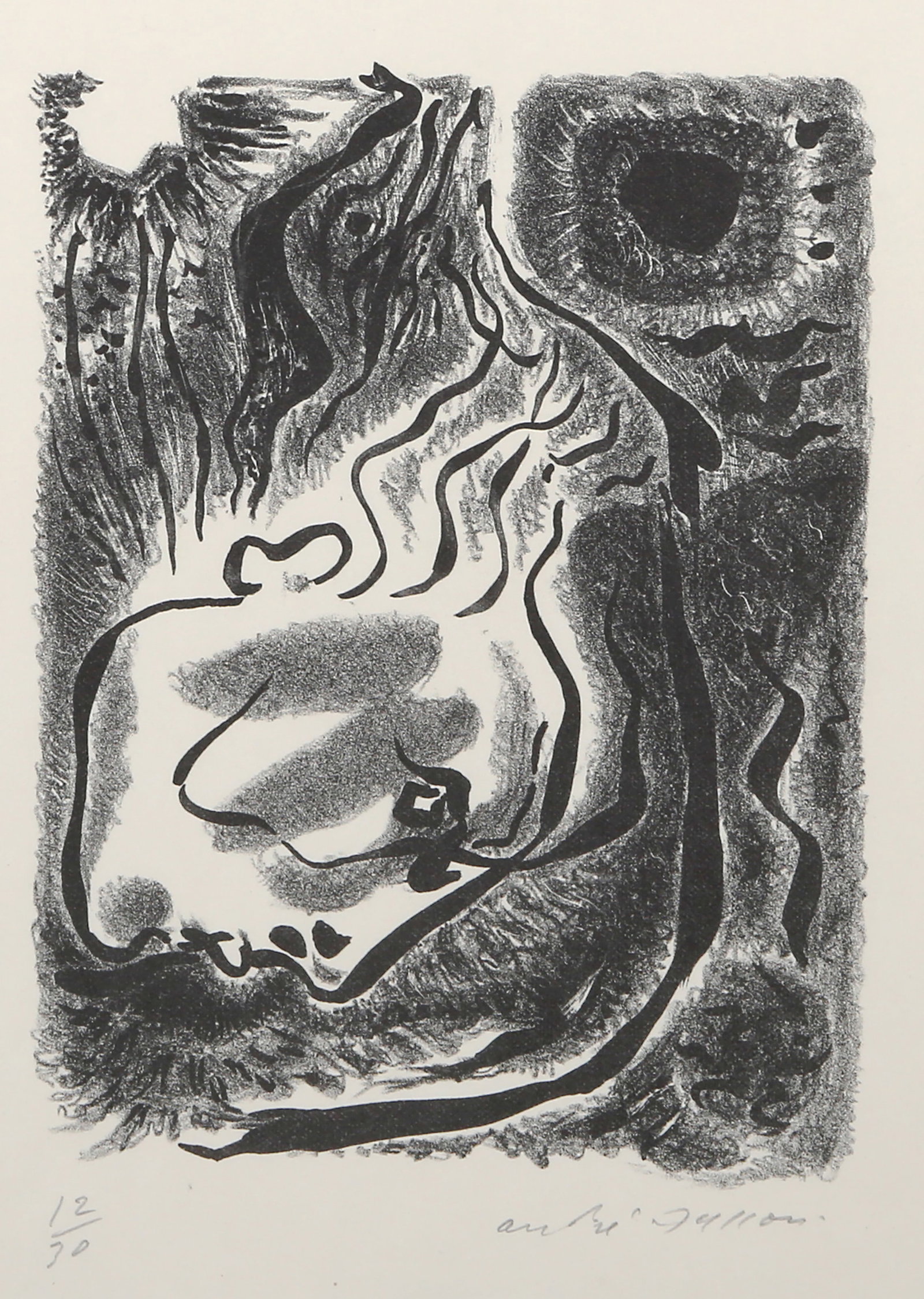 Andre Masson, Desespoir pour les Poemes d'Emily Bronte, Lithograph on thin wove paper: Artist: Andre Masson, French (1896 - 1987) Title: Desespoir pour les Poemes d'Emily Bronte Year: circa 1945 Medium: Lithograph on thin wove paper, signed and numbered in pencil Edition: 12/30 Image Si