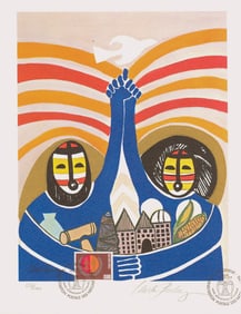 Viola Burley Leak, Annee Internationale de la Femme, Lithograph with United Nations Stamp