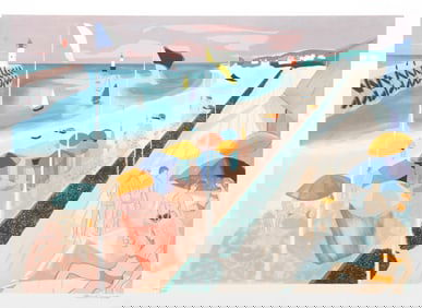 Georges Lambert, La Plage a Deauville, Lithograph