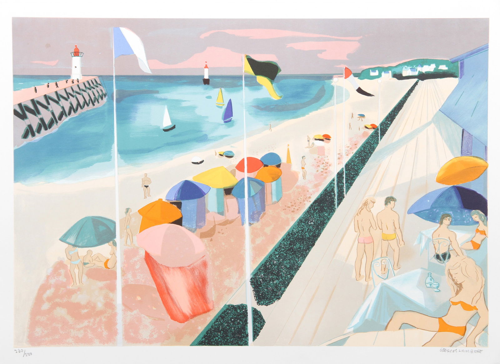 Georges Lambert, La Plage a Deauville, Lithograph (1 of 1)