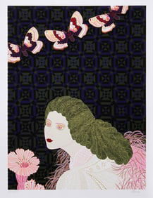 Daniele Akmen, Woman with Flower, Screenprint