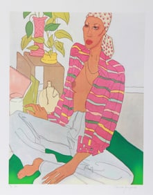 Vasilios Janopoulos, Woman in Pink Shirt, Lithograph