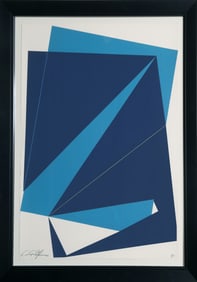 Cris Cristofaro, Navy and Blue Rectangles, Screenprint on Arches Paper