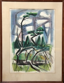 Morton Grossman, Tree in Forest, Watercolor