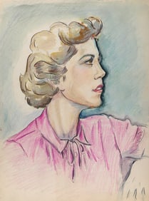 Eve Nethercott, Ruth Kraker (P5.46), Ink, Watercolor and Crayon on Paper