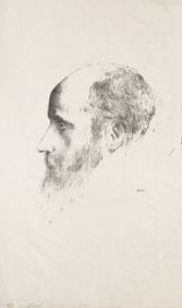 Odilon Redon, Portrait of Vuillard, Lithograph on Japon