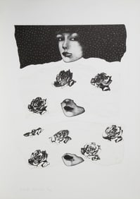 Rosalyn Drexler, Woman and Roses, Screenprint on Rives Paper