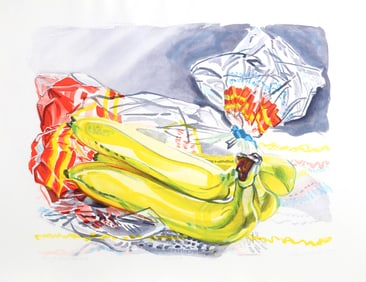 Janet Fish, Bag of Bananas, Etching with Aquatint