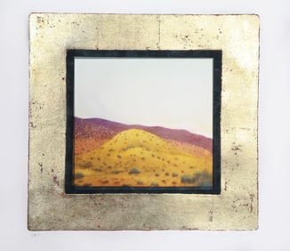 John Beerman, Hills, Monotype, Hand Gilded Metal Leaf Border