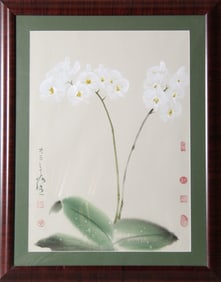 Chang Chieh, White Butterfly Orchid, Watercolor on Paper