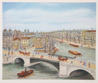 Claude Tabet, Bridge over the Seine, Lithograph