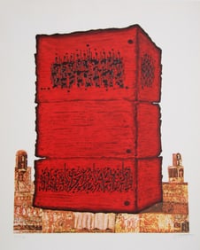 Moshe Elazar Castel, Stone of the Temple, Lithograph on Arches Paper