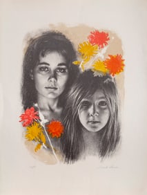 Sandu Liberman, Flower Sisters, Lithograph