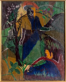 Ben Benn, Young Girl Picking Apples, Oil on Canvas