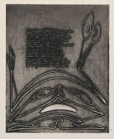 Max Ernst, Ruthven Todd Poem, Etching on laid paper