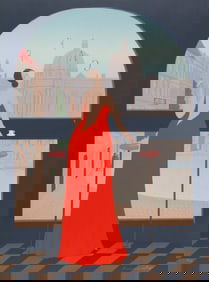 Branko Bahunek, In the Cafe, Lithograph