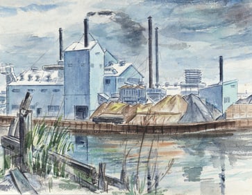 Charles Blaze Vukovich, Factory, Watercolor on Paper