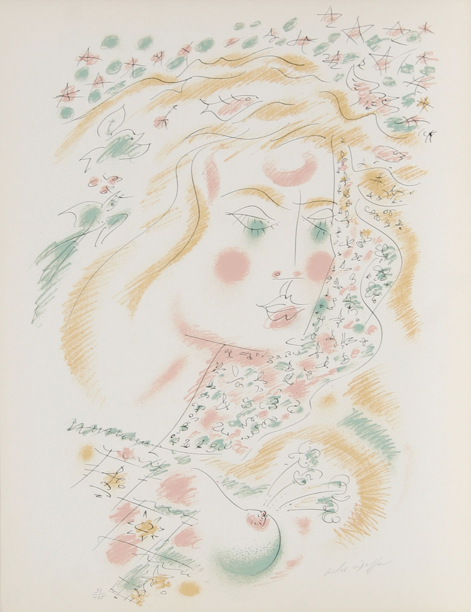 Andre Masson, Le Philosophe au Papillon from Je Reve Portfolio, Lithograph on Arches: Artist: Andre Masson, French (1896 - 1987) Title: Le Philosophe au Papillon from Je Reve Portfolio Year: 1975 Medium: Lithograph on Arches, Signed and numbered in pencil Edition: 93/125 Size: 26 in. x