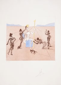 Salvador Dali, The Golden Helmet of Mandrino, Etching on Japon Paper