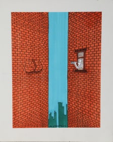 Alfredo Garzon, Voyeur, Watercolor on Paper