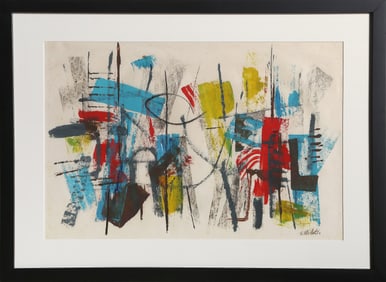 John von Wicht, Harbor Party, Gouache and Pastel on Japon