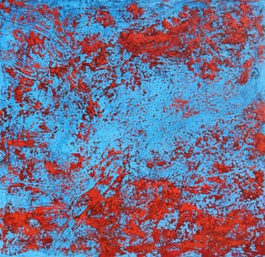 Gustavo Schmidt, Blue and Red Abstract, Oil on Canvas