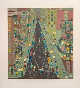 Ralph Fasanella, Stickball, Screenprint on Arches Paper