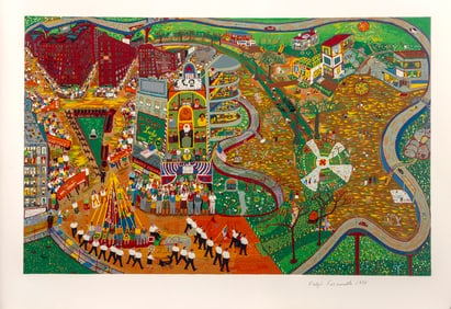 Ralph Fasanella, May Day, Screenprint on Arches Paper
