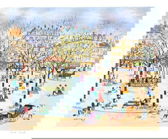 Claude Tabet, Promenade at the Square, Lithograph