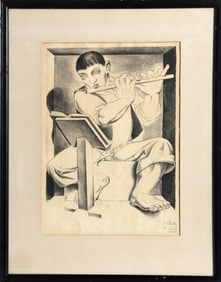 Luis Alberto Acuna, Boy with Flute, Lithograph