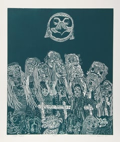 Manuel Izqueirdo, Night Festival (Green), Woodcut