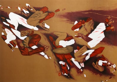 Mario Toral Munoz, Untitled - Orange Abstract I, Lithograph