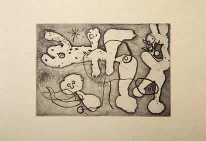 Joan Miro, Anti Platon (D 325), Etching on pearl Japon