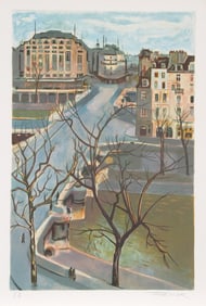 Roger Forissier, City Street, Lithograph
