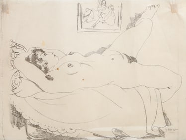 Emil Ganso, Reclining Nude, Lithograph on thin paper