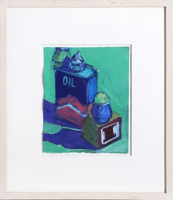 Darrell Fusaro, I Block and Oil Can from Grown Ups, Pastel on Paper