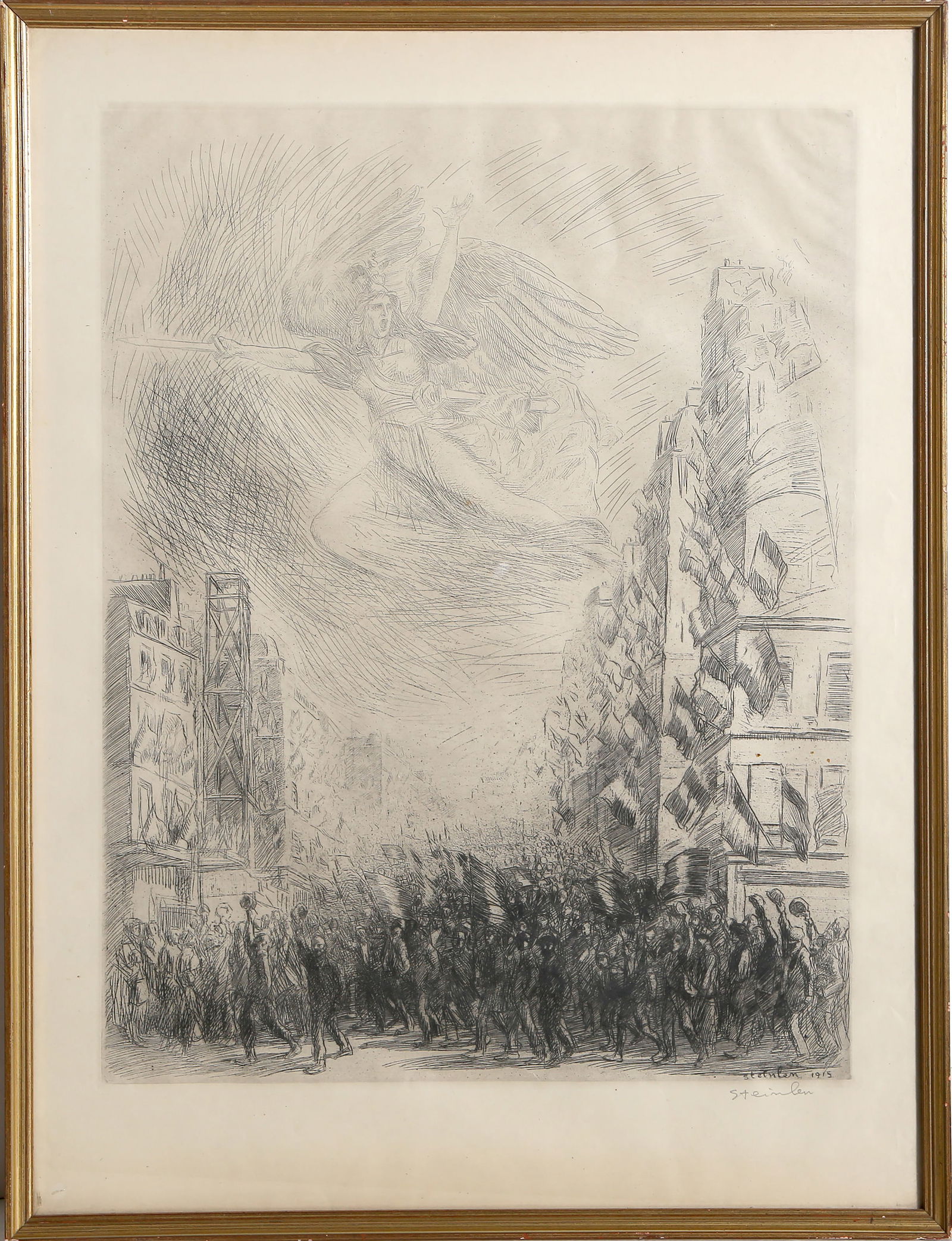 Theophile Alexandre Steinlen, La Marseillaise or The Mobilisation, Drypoint Etching: Artist: Theophile Alexandre Steinlen, French/Swiss (1859 - 1923) Title: La Marseillaise or The Mobilisation Year: 1915 Medium: Drypoint Etching, signed and dated in the plate and signed in pencil Edit