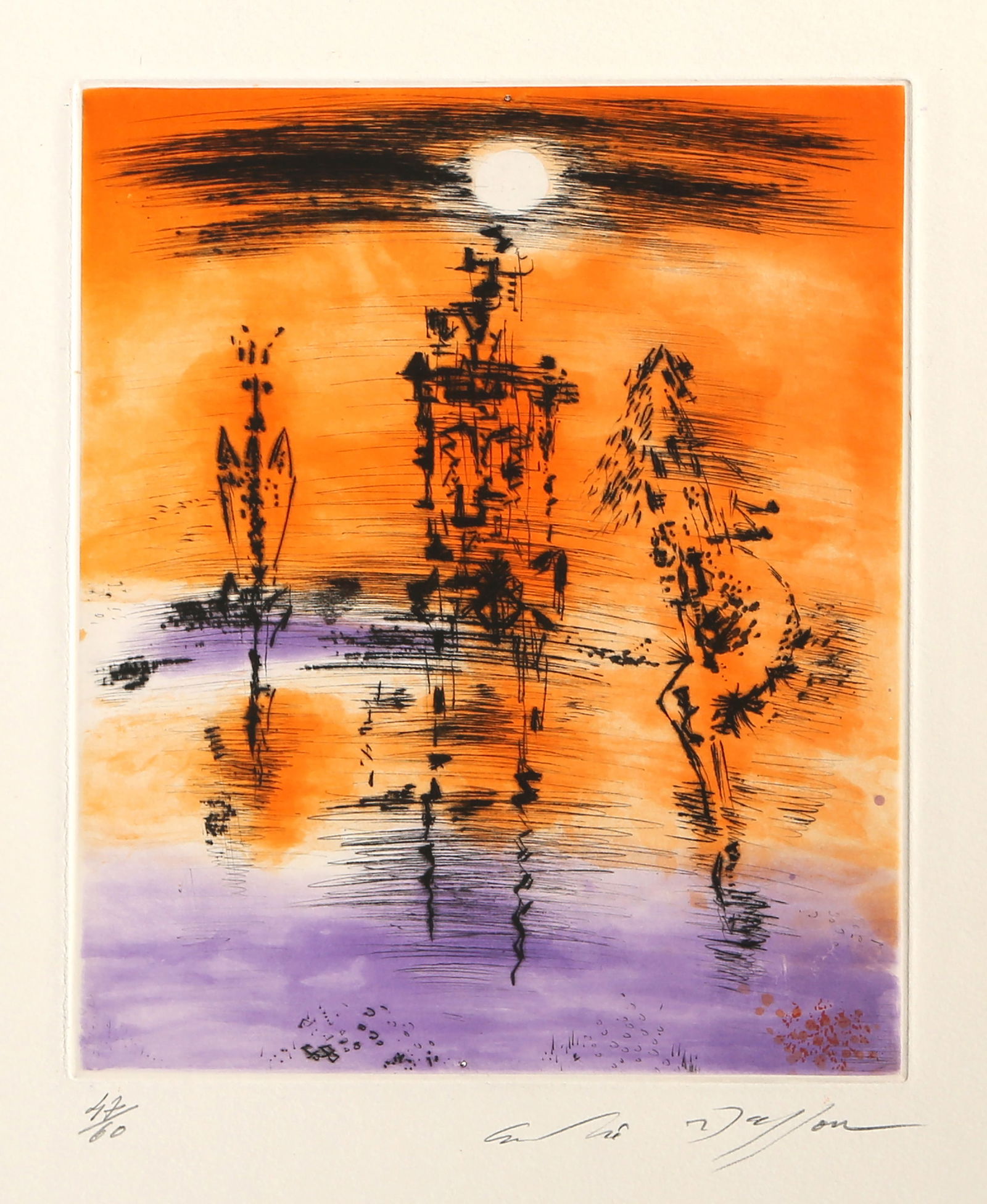 Andre Masson, Trois Personnages au Crepuscule, Etching and Aquatint on Rives: Artist: Andre Masson, French (1896 - 1987) Title: Trois Personnages au Crepuscule Year: circa 1968 Medium: Etching and Aquatint on Rives, signed and numbered in pencil Edition: 47/60 Image Size: 8 x 6