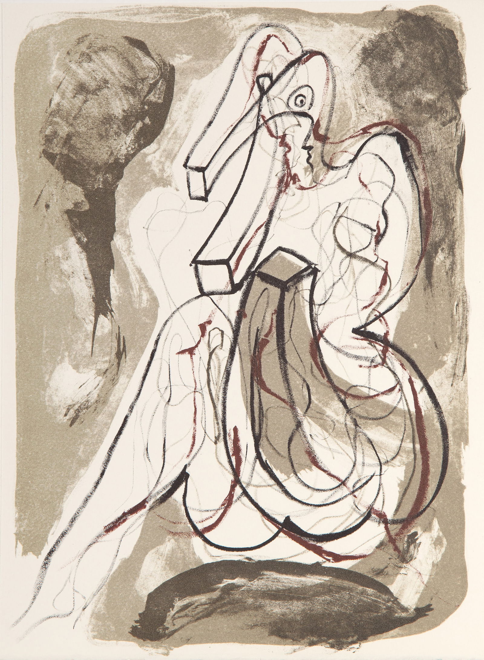 Wolf Vostell, Voeux Banque De La Cite, Lithograph on Arches: Artist: Wolf Vostell, German (1932 - 1998) Title: Voeux Banque De La Cite Year: 1990 Medium: Lithograph on Arches Edition: 500 Size: 11.5 x 8.5 in. (29.21 x 21.59 cm) Printer: Clot Bramsen Publisher: