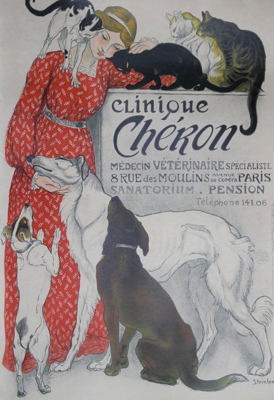 Theophile Alexandre Steinlen, Clinique Cheron, Poster: Artist: Theophile Alexandre Steinlen, Swiss (1859 - 1923) Title: Clinique Cheron Medium: Poster Size: 58 in. x 40 in. (147.32 cm x 101.6 cm)