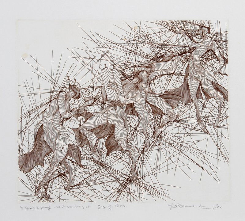 Guillaume Azoulay, Joy of the Torah, Etching: Artist: Guillaume Azoulay, Moroccan (1949 - ) Title: Joy of the Torah Medium: Etching, signed and numbered in pencil Edition: 1/1 Special Proof Image Size: 16 x 13.5 inches Size: 26 in. x 22.5 in. (66